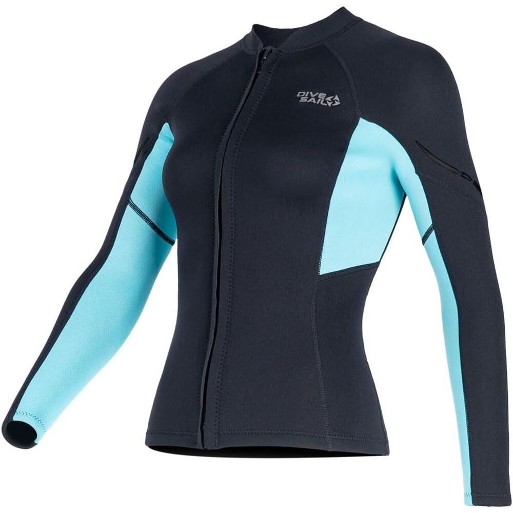 New Medium DIVE & SAIL 1.5 mm Neoprene Long Sleeve, Front Zip Wetsuit Top Jacket